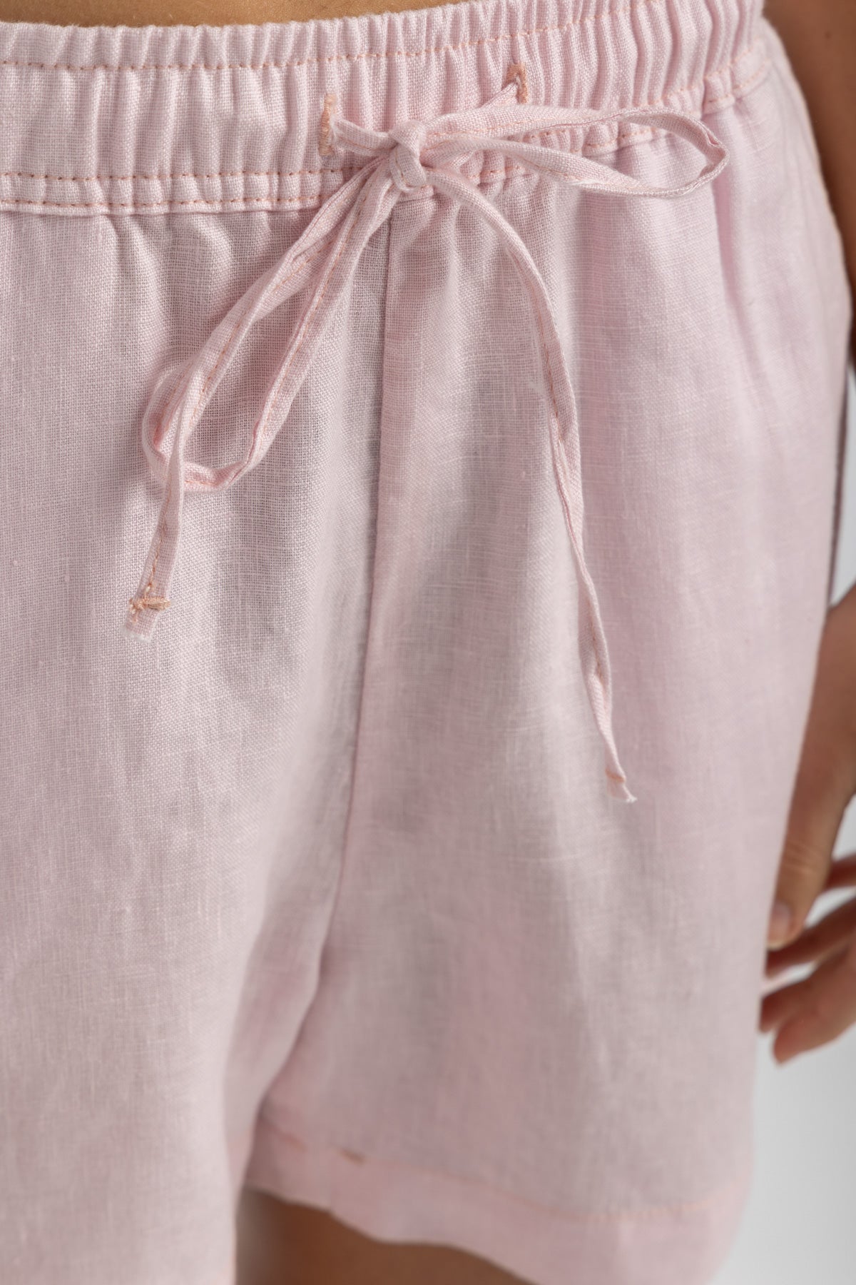 Women's Baby Pink Linen Shorts