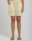 Women's Baby Yellow Linen Shorts