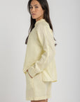 Women`s Baby Yellow Linen V-Neck Top
