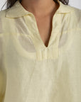 Women`s Baby Yellow Linen V-Neck Top