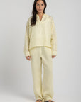 Women`s Baby Yellow Linen V-Neck Top