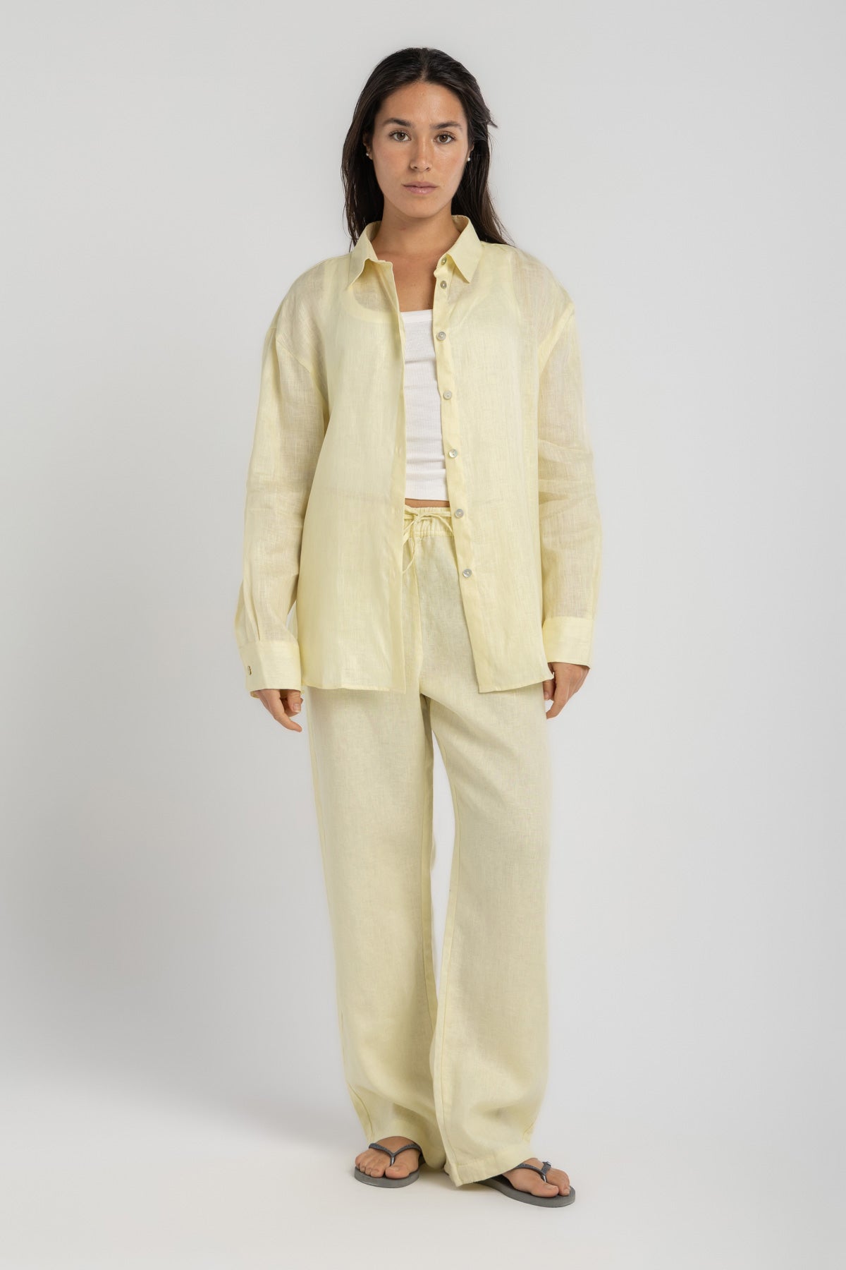 Women's Baby Yellow Linen Pants