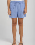 Women's Capri Blue Linen Shorts