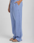 Women's Capri Blue Linen Pants