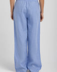 Women's Capri Blue Linen Pants