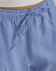 Women's Capri Blue Linen Pants
