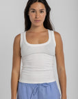Women's White Ribbed Tank Top