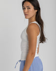 Women's White Ribbed Tank Top