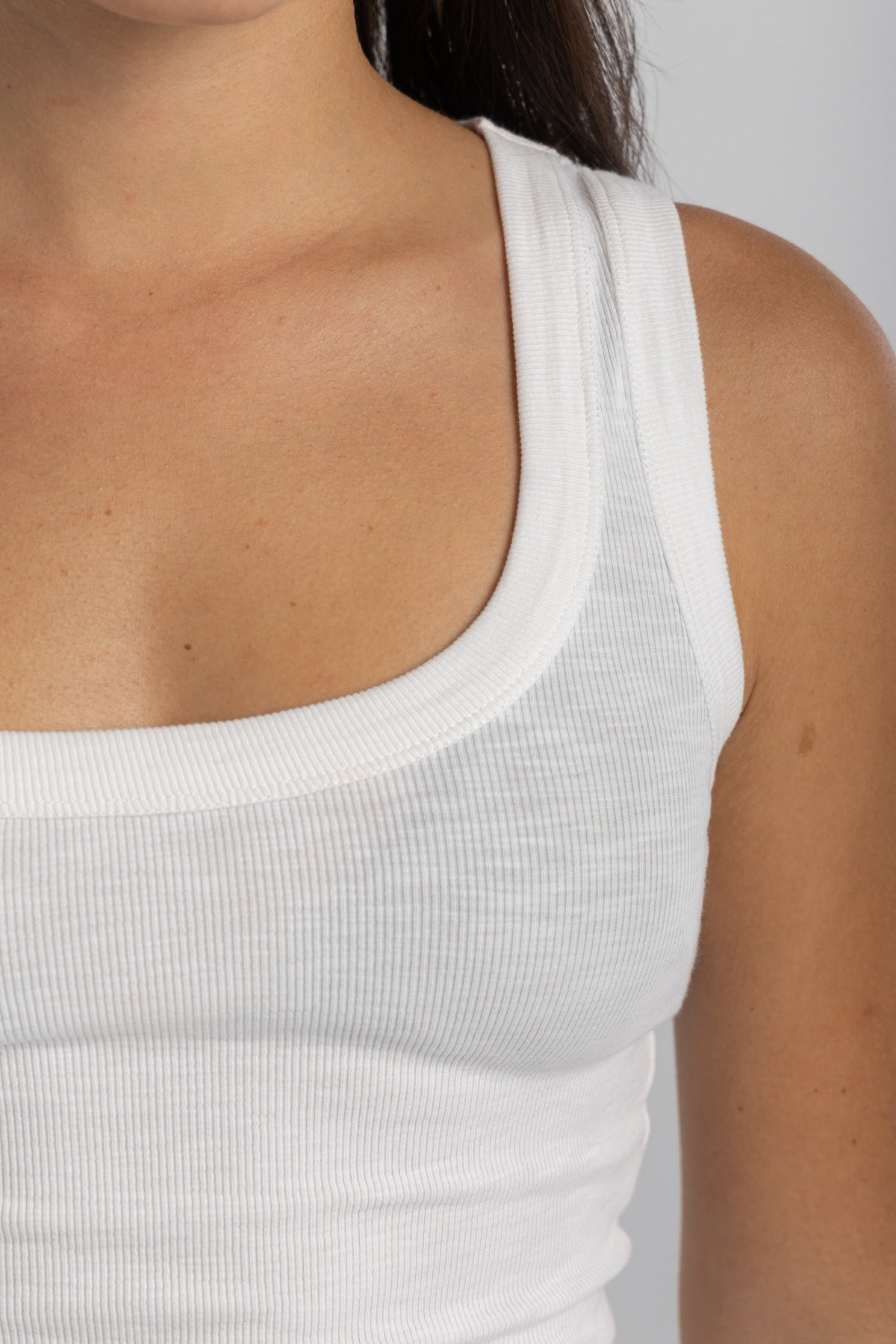 Women's White Ribbed Tank Top