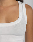 Women's White Ribbed Tank Top