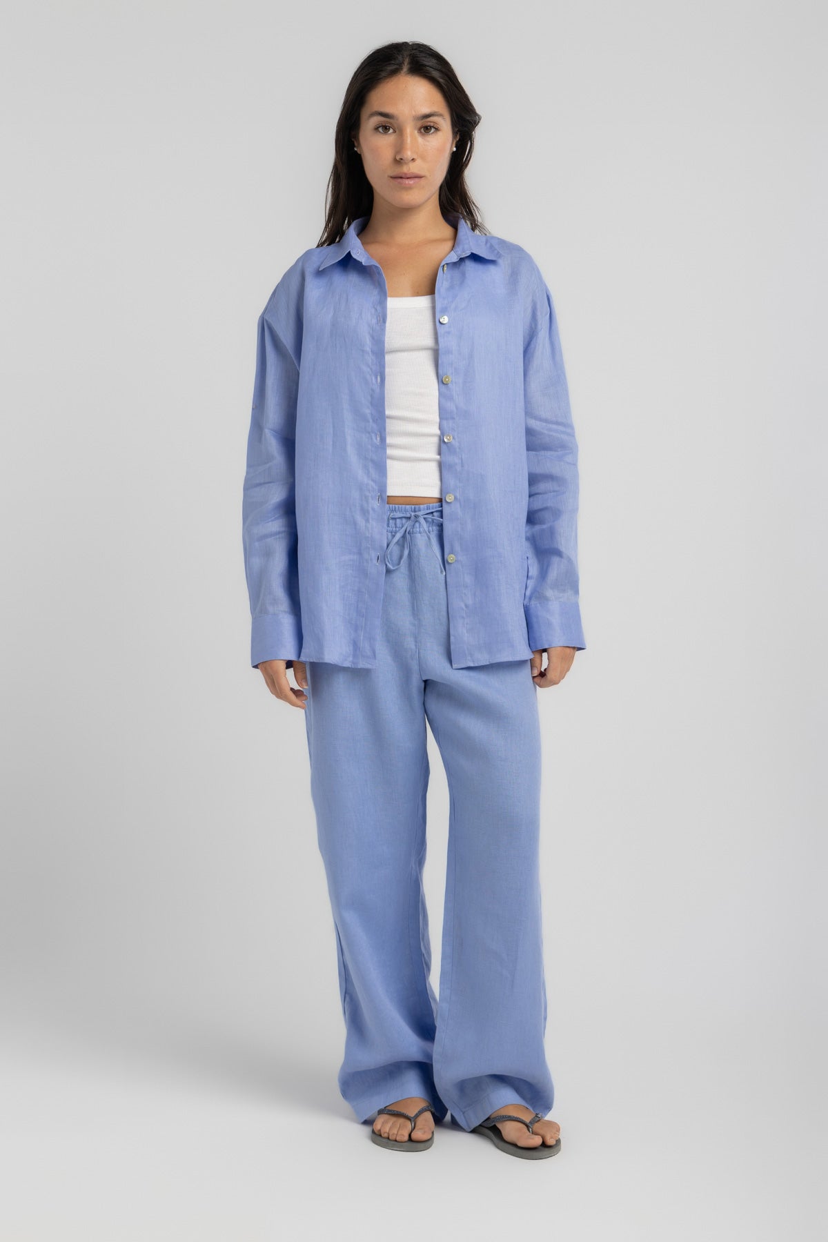 Women`s Capri Blue linen shirt