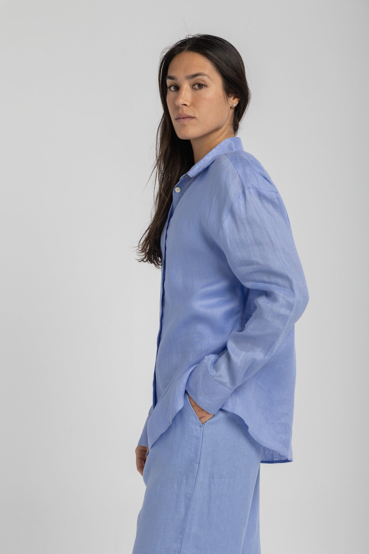 Women`s Capri Blue linen shirt
