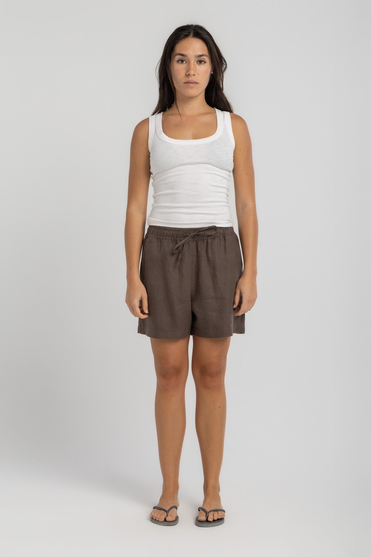 Women's White Ribbed Tank Top