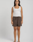 Women's White Ribbed Tank Top