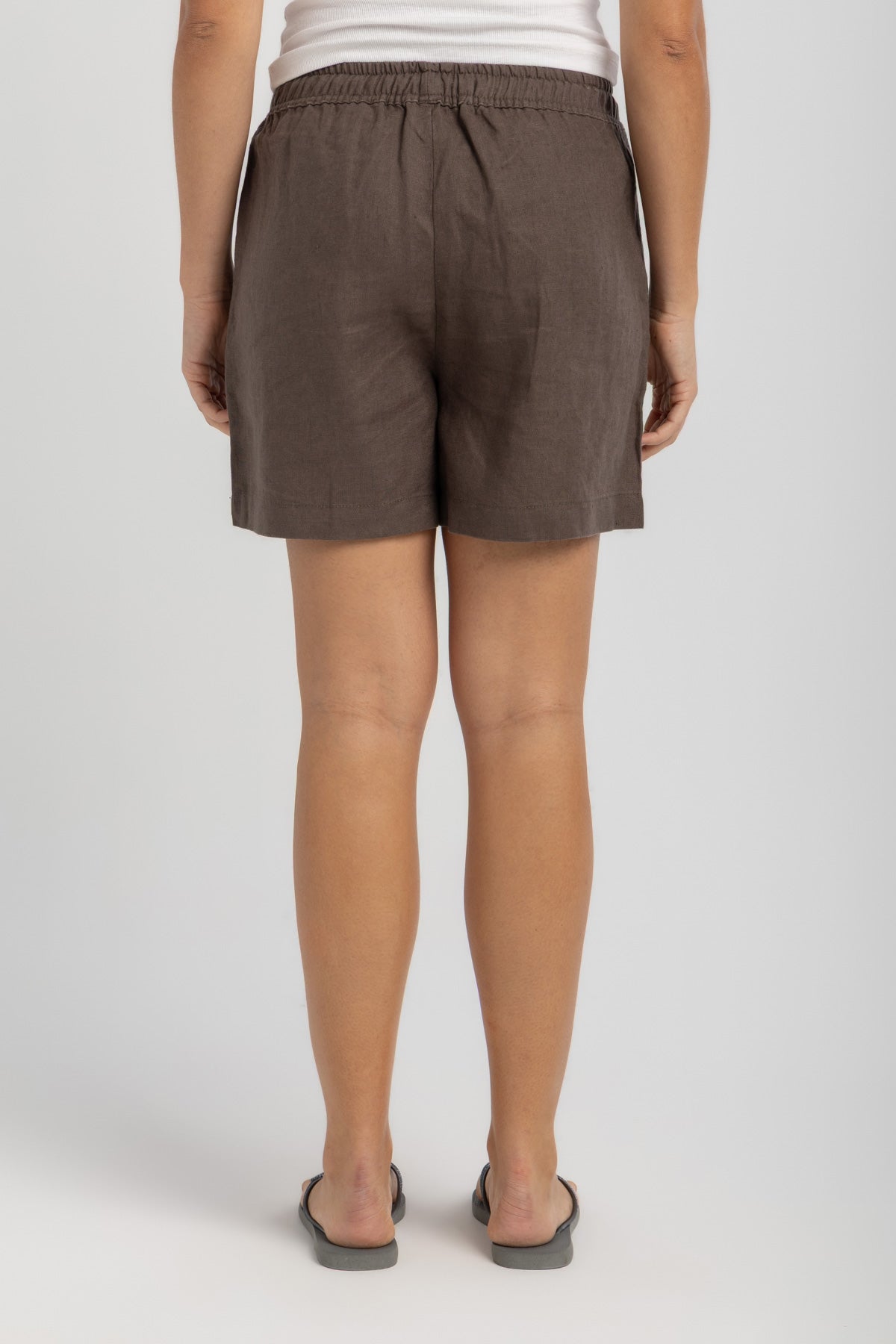 Women's Dusty Taupe Linen Shorts