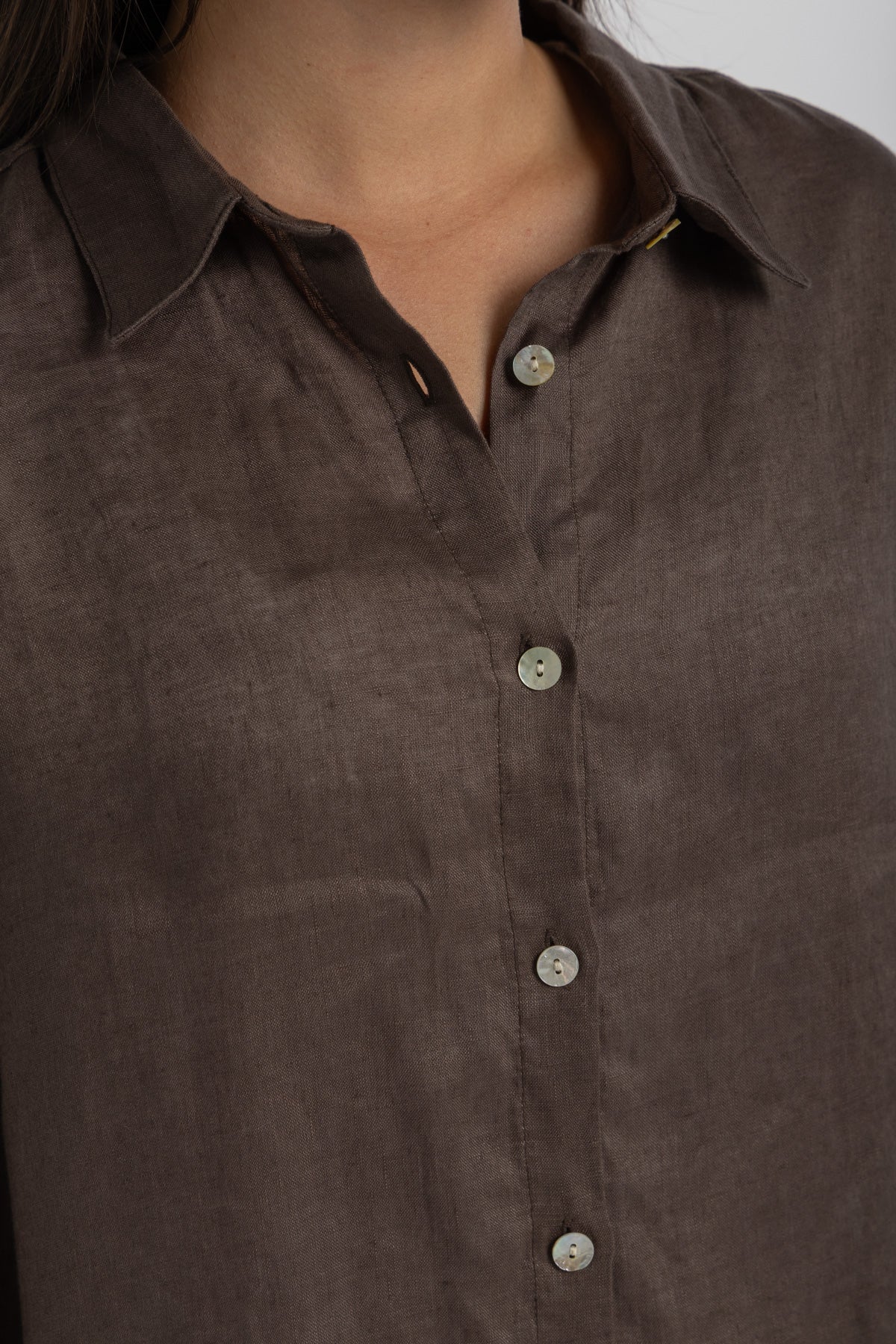 women`s dusty taupe linen shirt