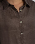 women`s dusty taupe linen shirt