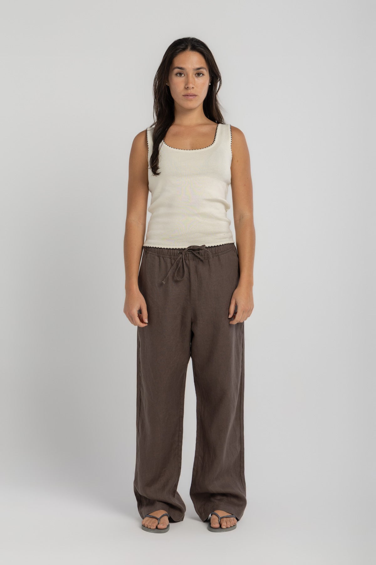 Women's Off-White Knit Tank Top
