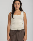 Women's Off-White Knit Tank Top