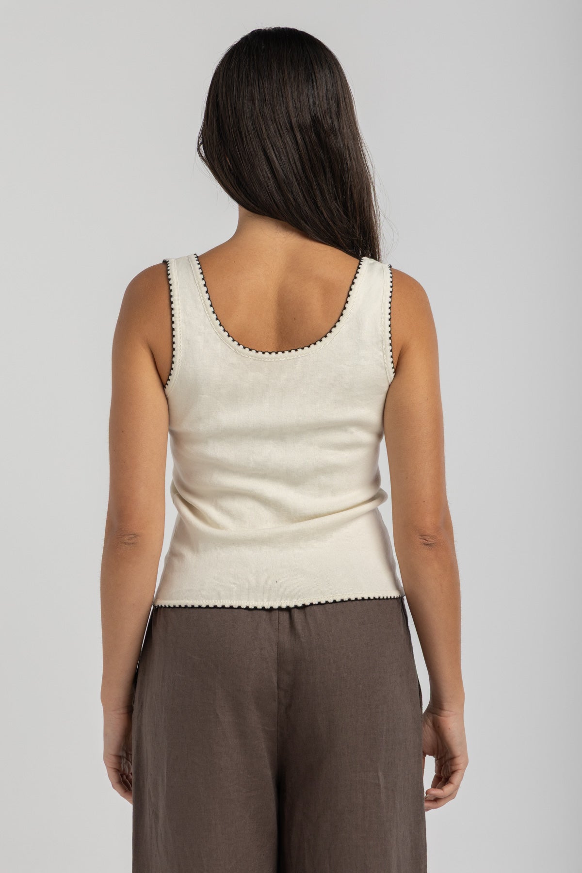 Women's Off-White Knit Tank Top
