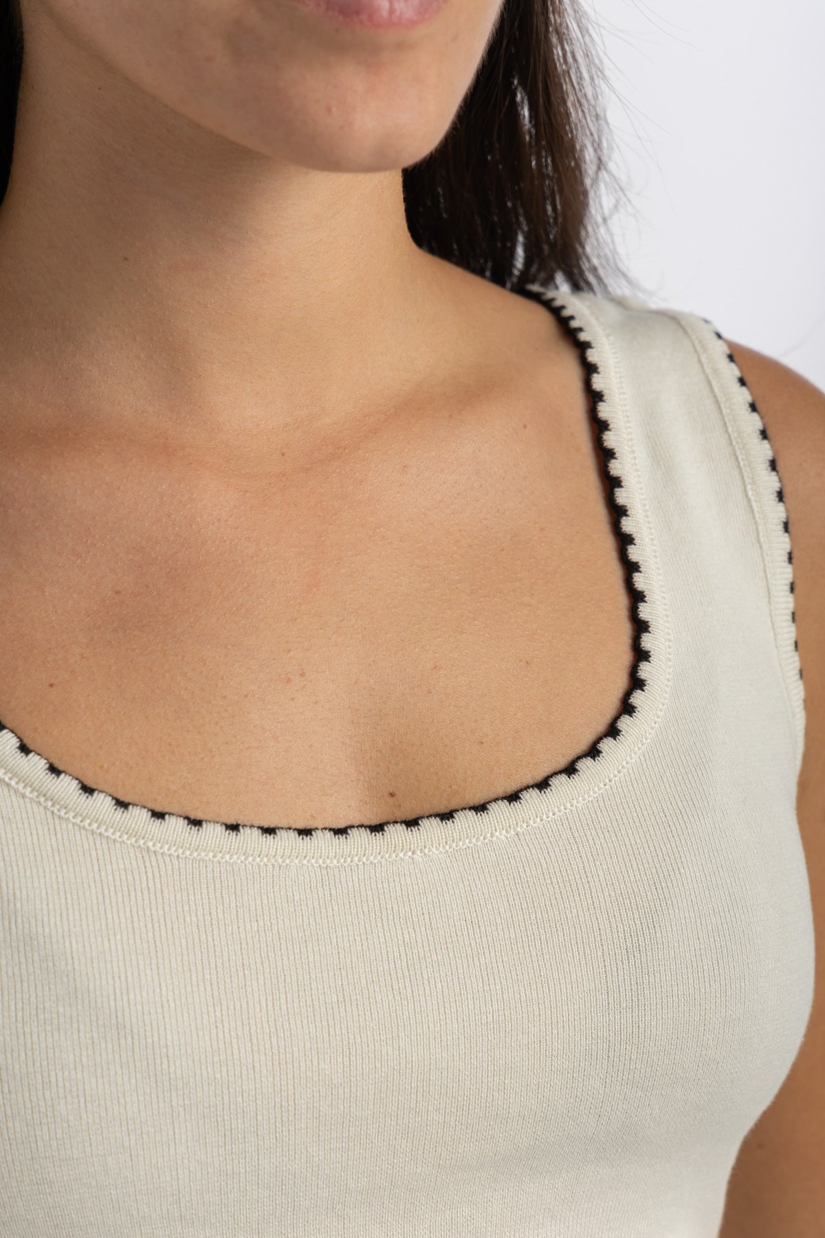 Women's Off-White Knit Tank Top