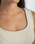 Women's Off-White Knit Tank Top