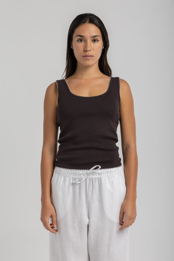 Women's Brown Knit Tank Top