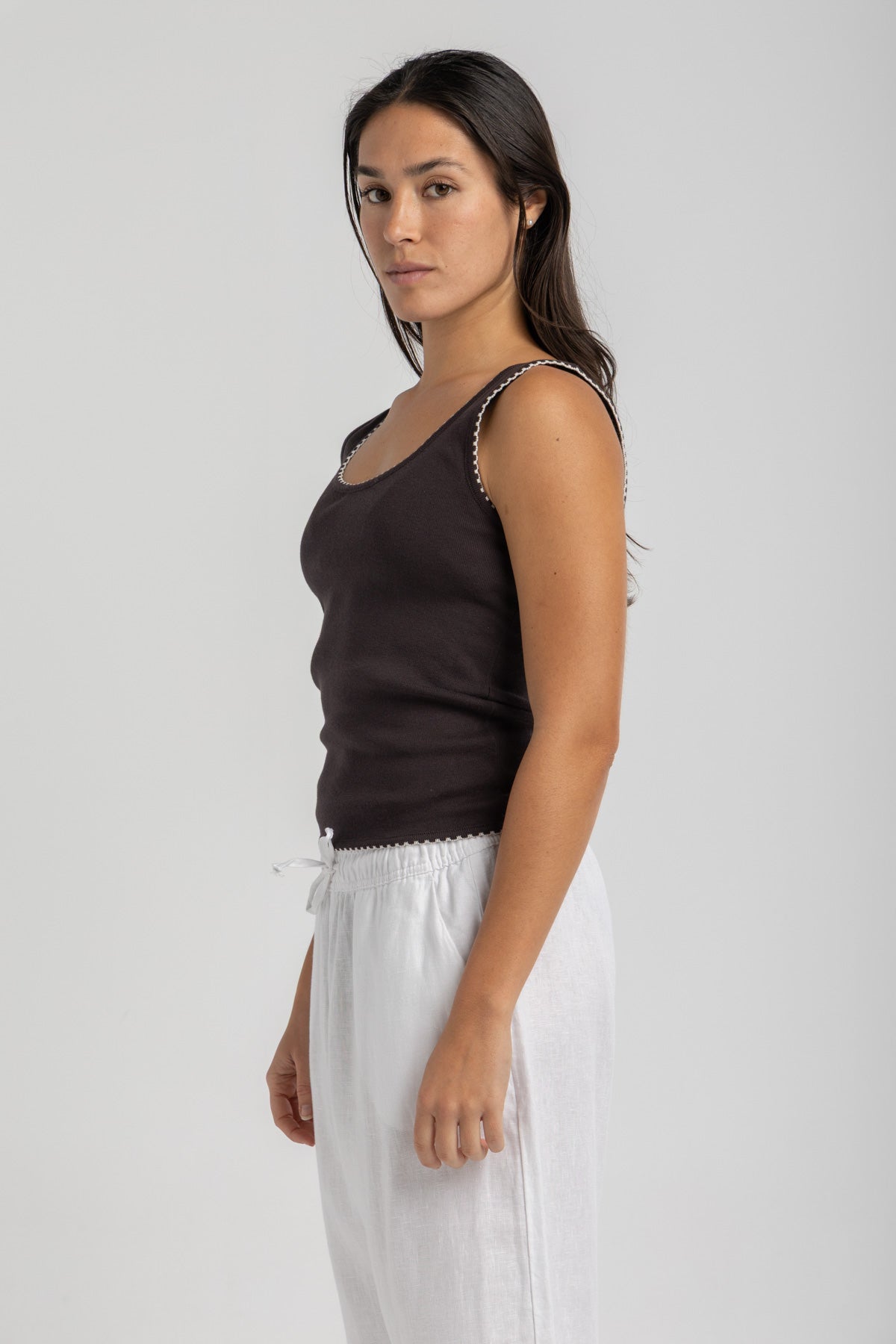 Women's Brown Knit Tank Top