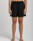Women`s Black Linen Shorts