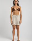 Women's Beige Linen Shorts