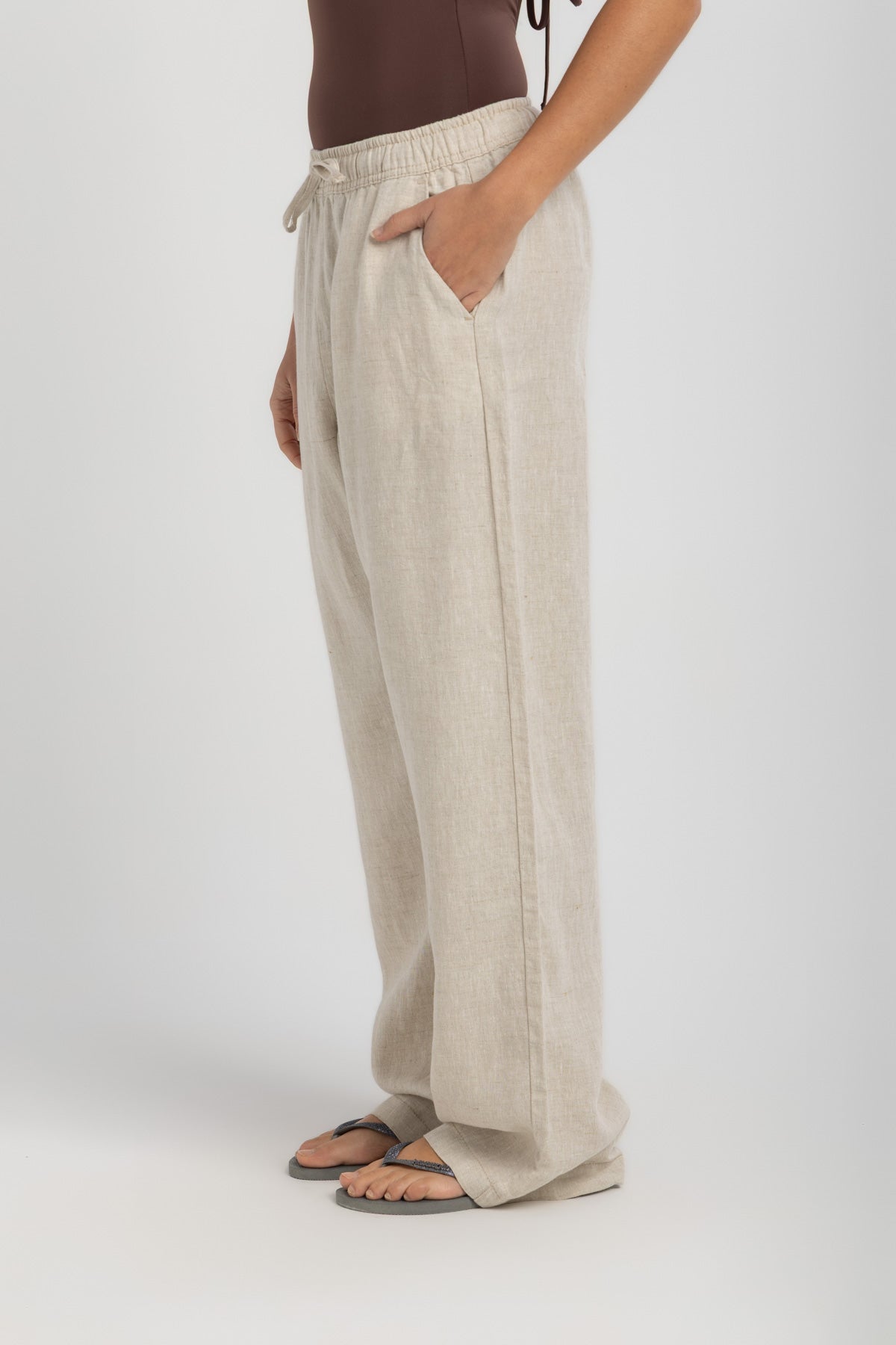 Women's Beige Linen Pants