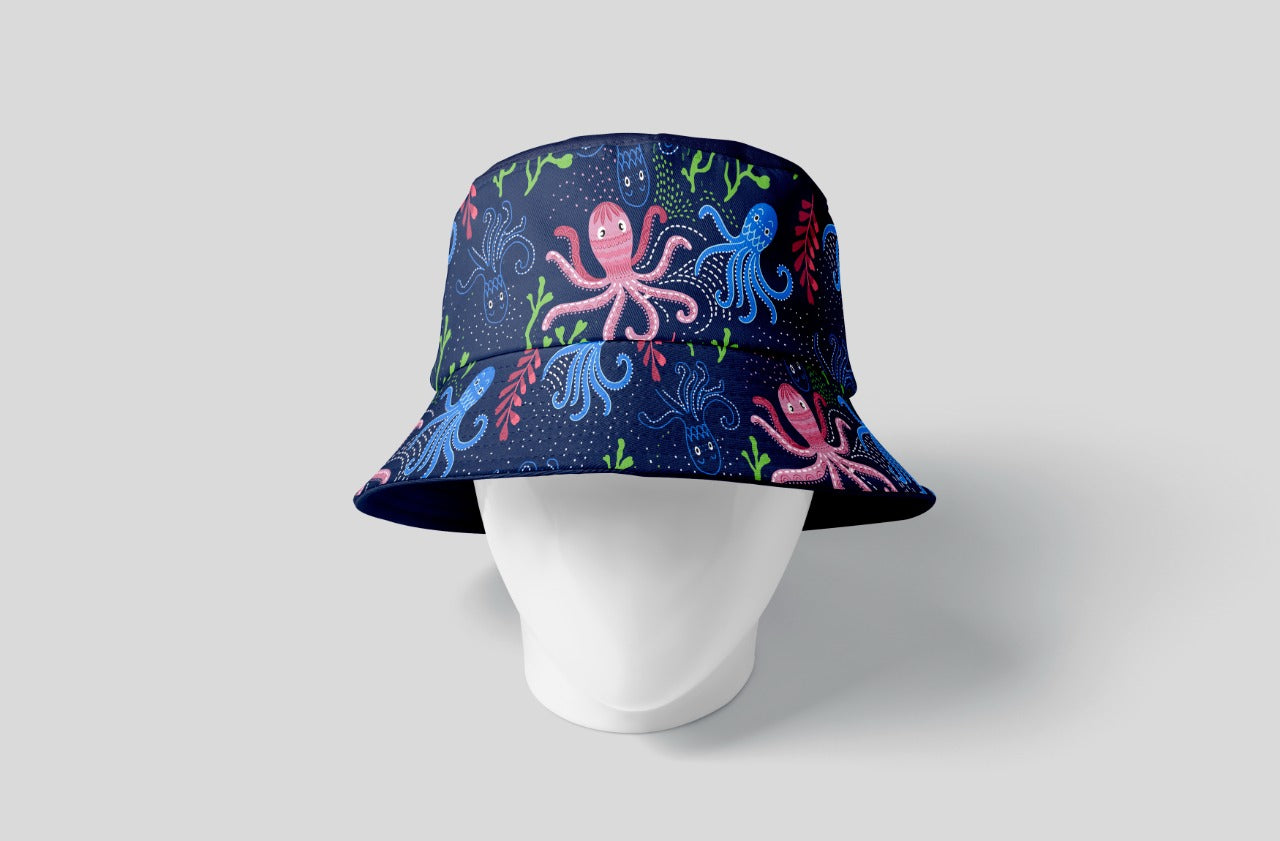Kids Navy Octopus Bucket Hat
