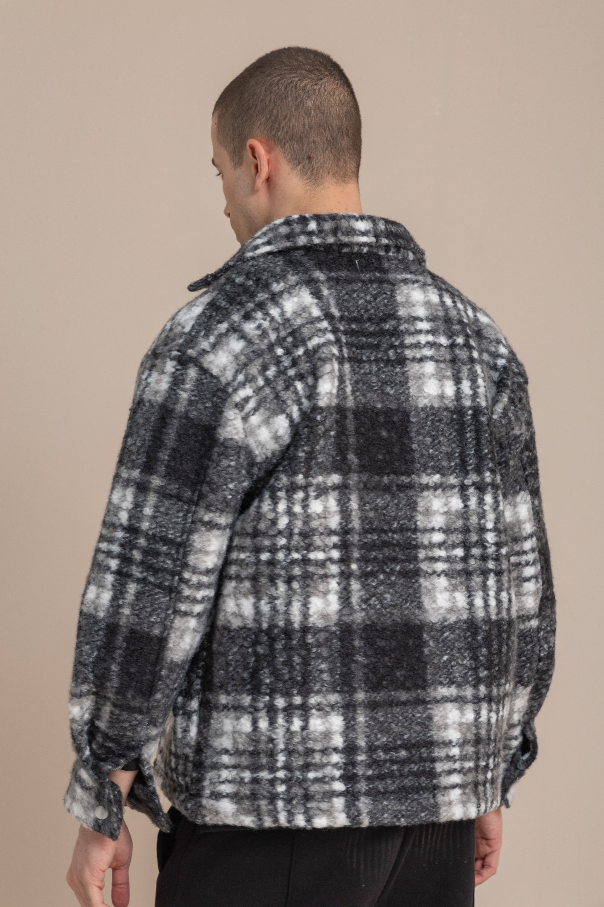 Black Plaid Sherpa Jacket