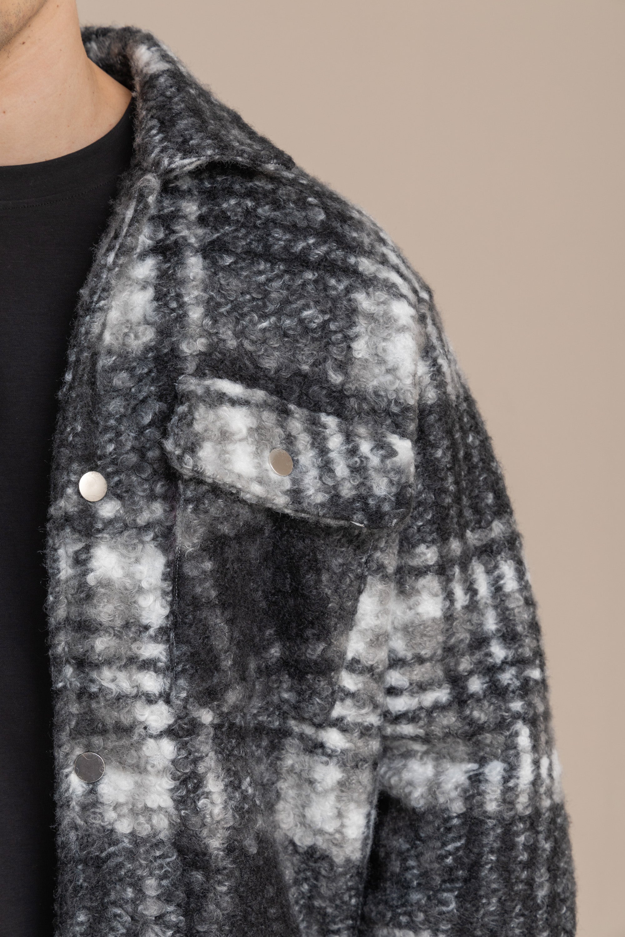 Black Plaid Sherpa Jacket