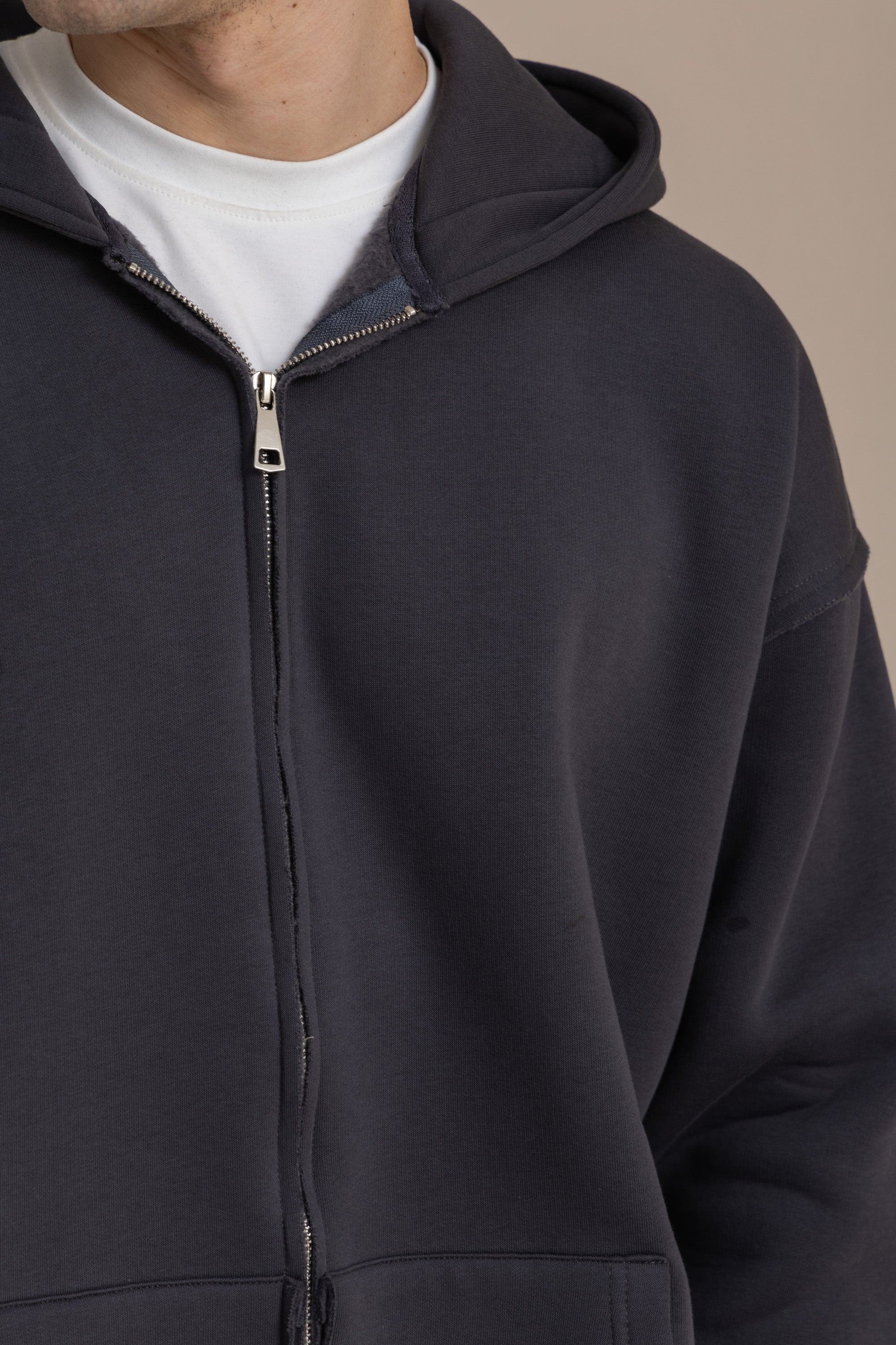 Charcoal Zip Up Distressed Hoodie – Kai Collections