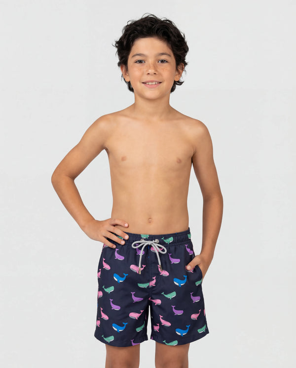 Mini Navy Whales Swim Shorts