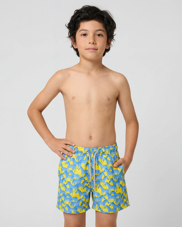 Mini Yellow Zebra Swim Shorts