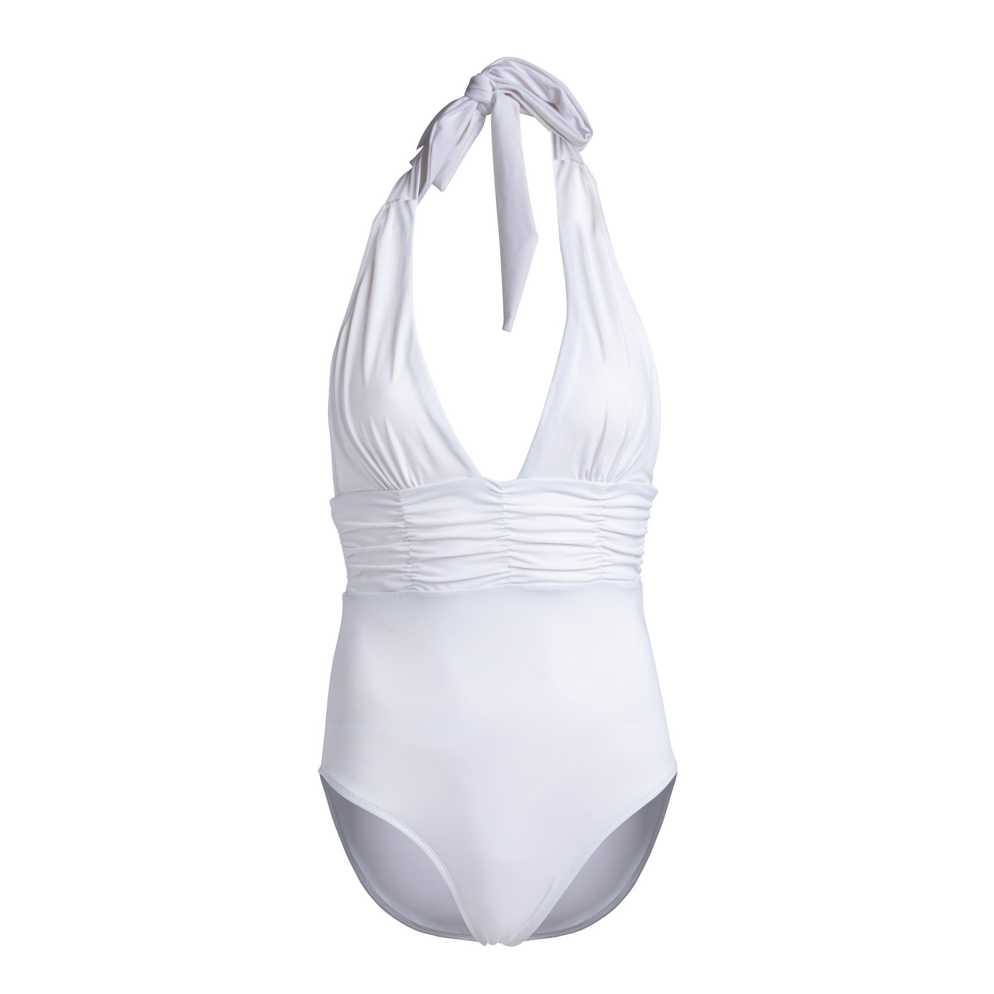 White Halter Wrap One Piece