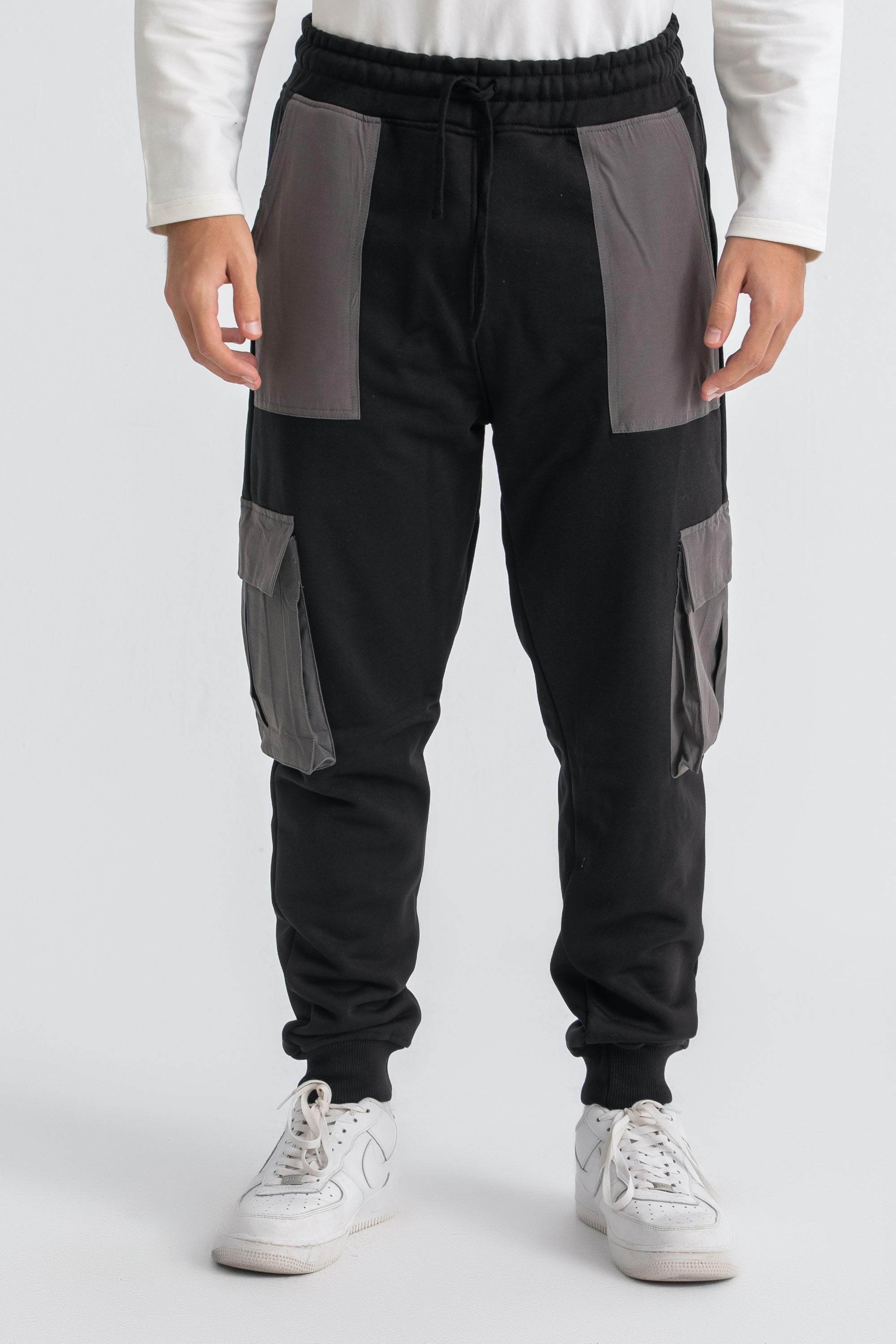 Unisex Black &amp; Grey Cargo Sweatpants