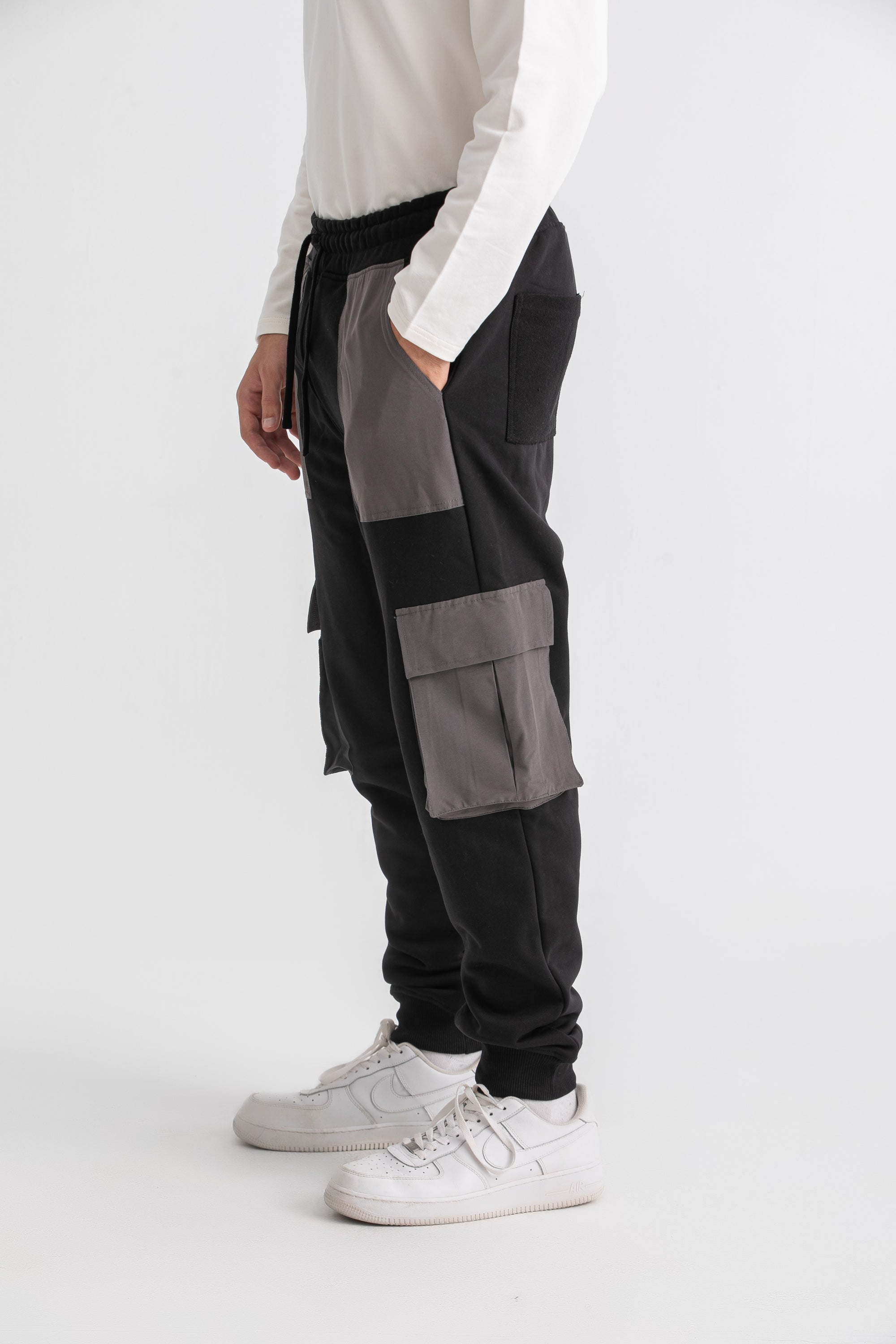 Unisex Black &amp; Grey Cargo Sweatpants