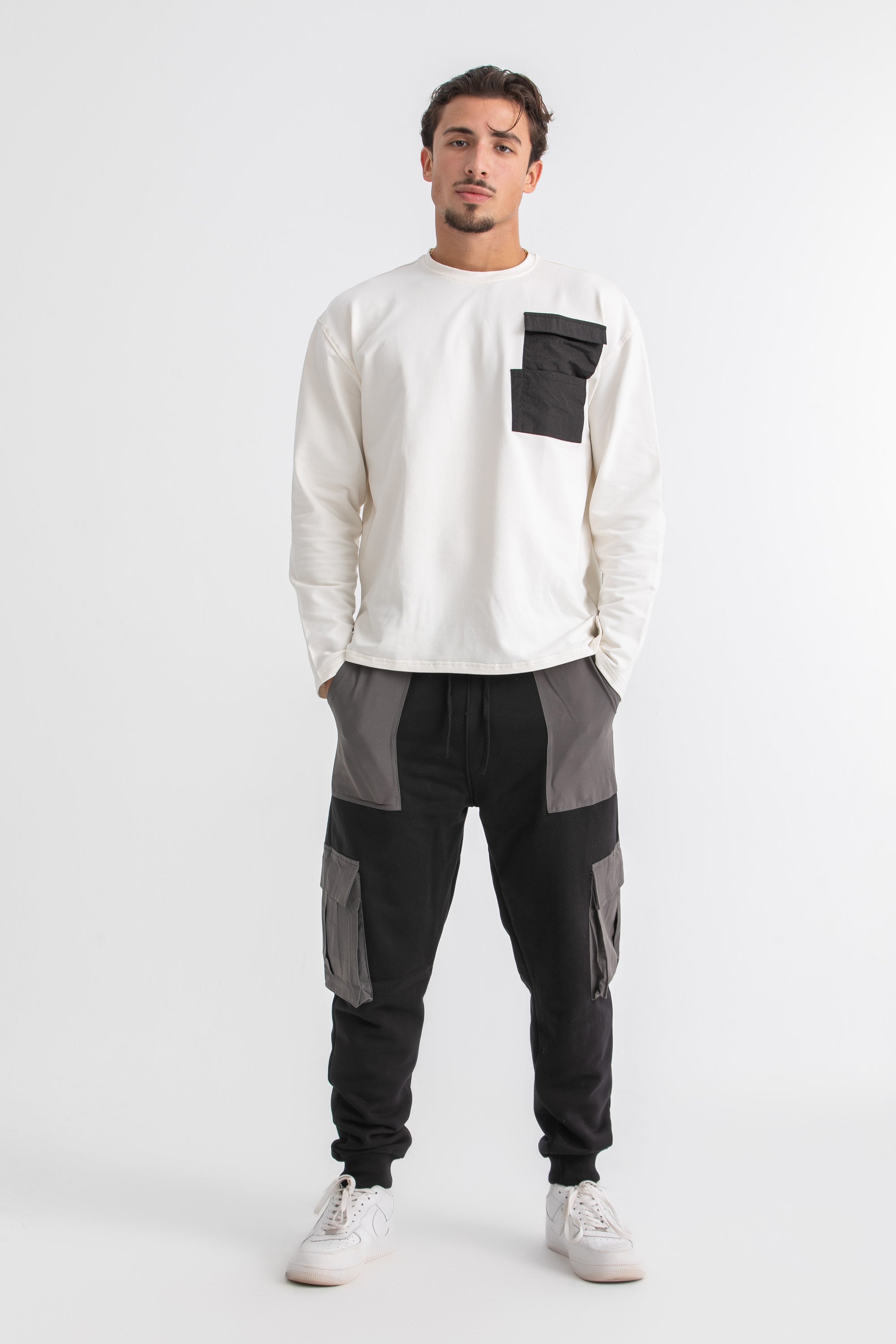 Unisex Black &amp; Grey Cargo Sweatpants
