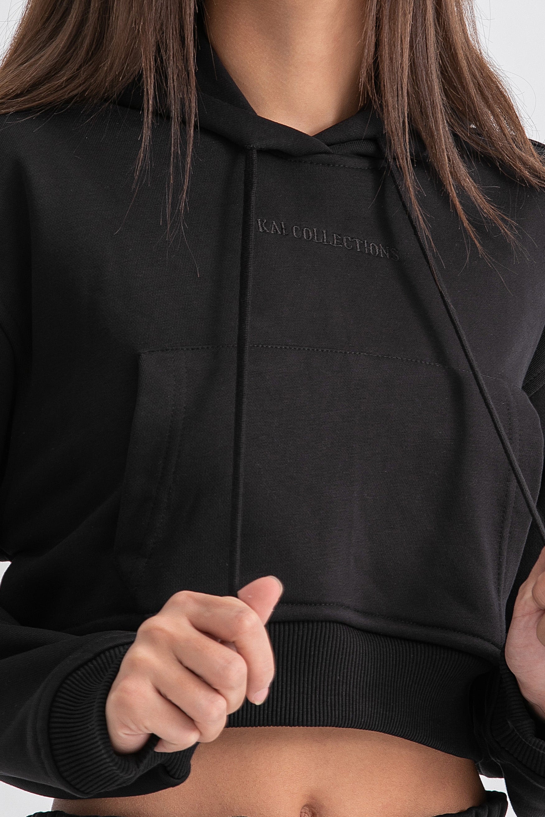 Black Cropped Hoodie