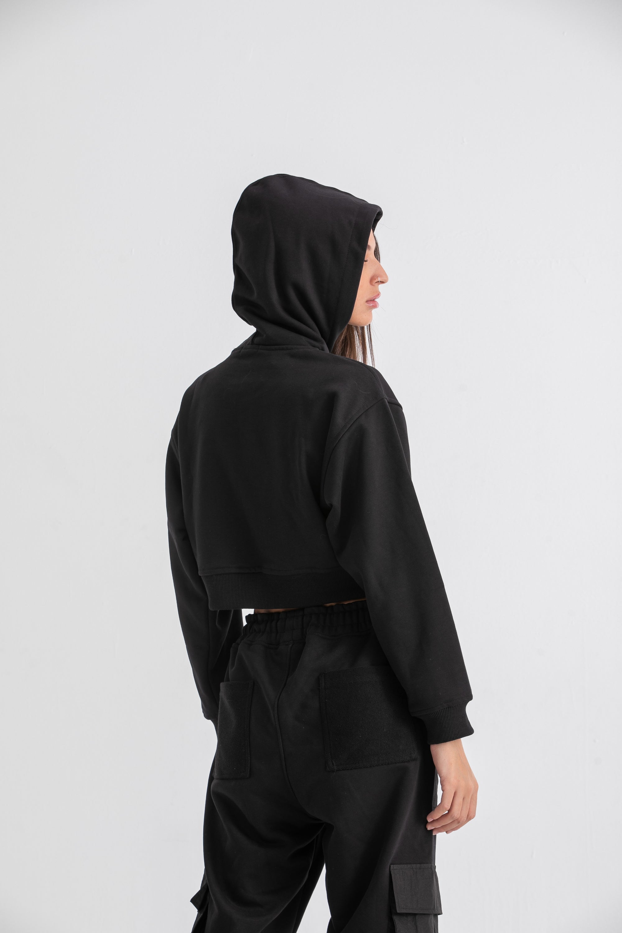 Black Cropped Hoodie