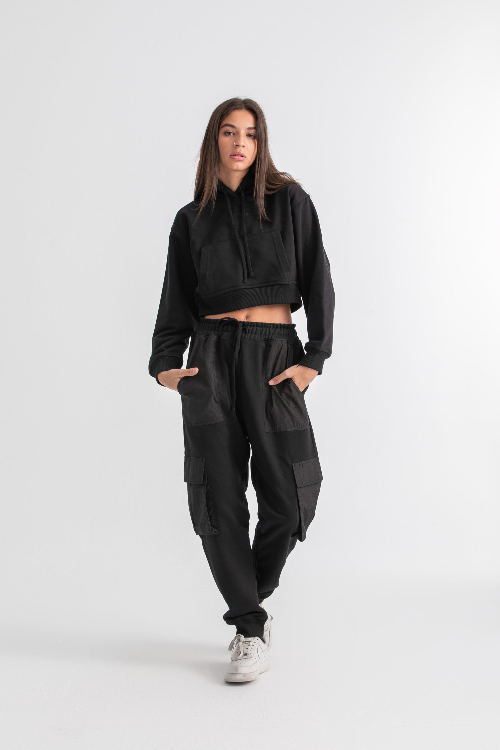 Black Cropped Hoodie