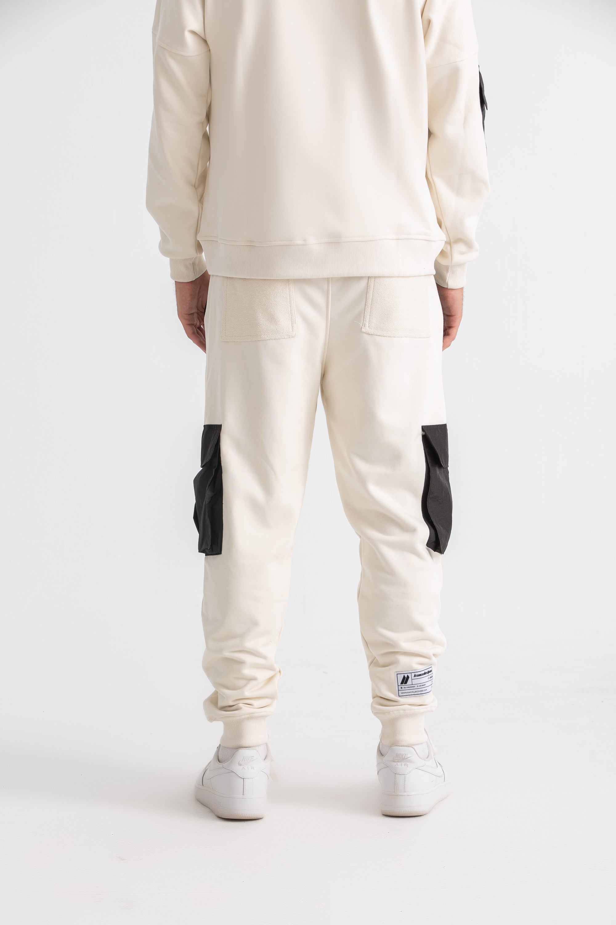 Unisex Ivory &amp; Black Cargo Sweatpants